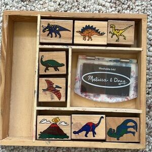 Melissa & Doug Dinosaur Wooden Stamp Set - Multicolor